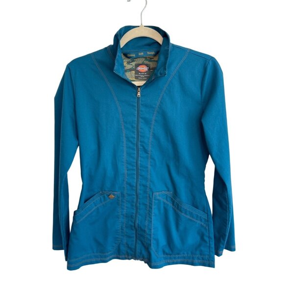 Dickies Jacket Women's Size XS Turquoise Lightweight Zip Up Mock Neck Pockets - Picture 2 of 11